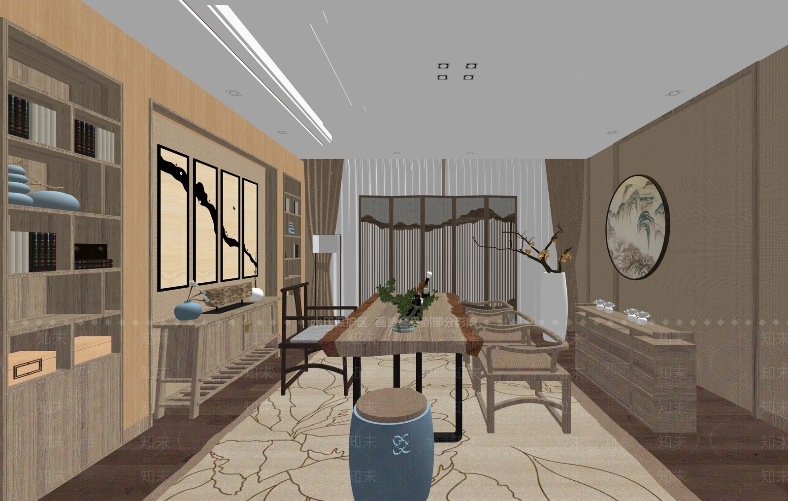 中式风格茶室SU模型下载【ID:973122322】
