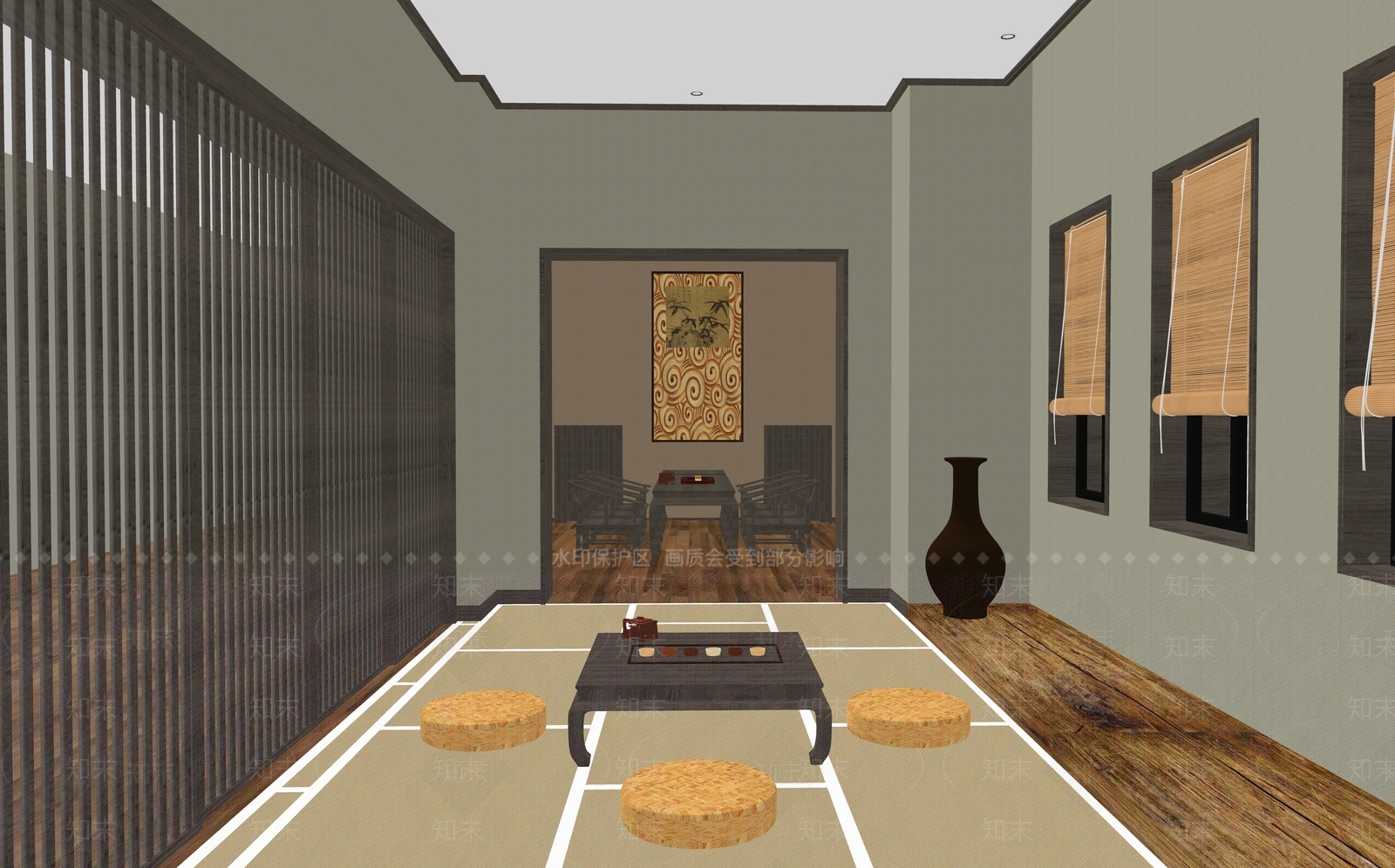 中式风格茶室SU模型下载【ID:973122336】