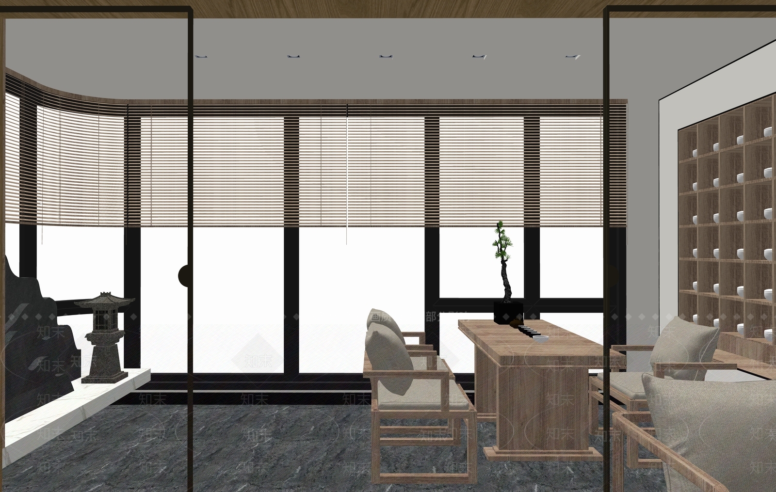 中式风格茶室SU模型下载【ID:973139346】