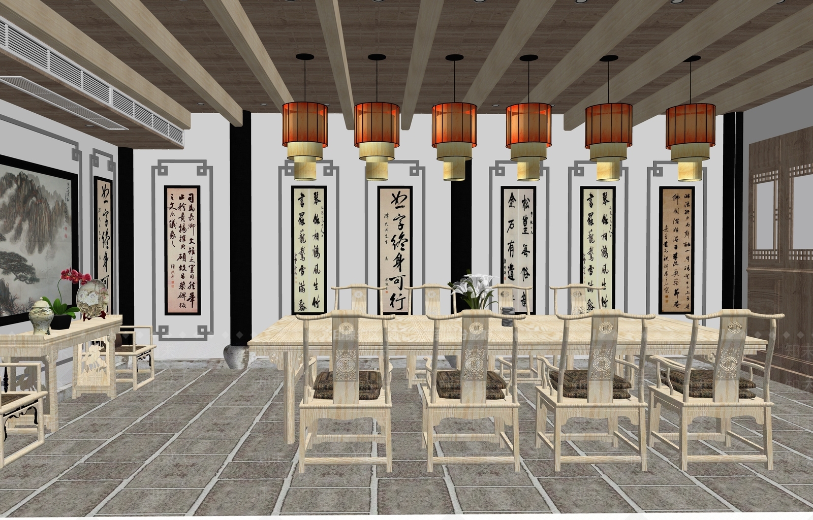 中式风格茶室SU模型下载【ID:973139357】