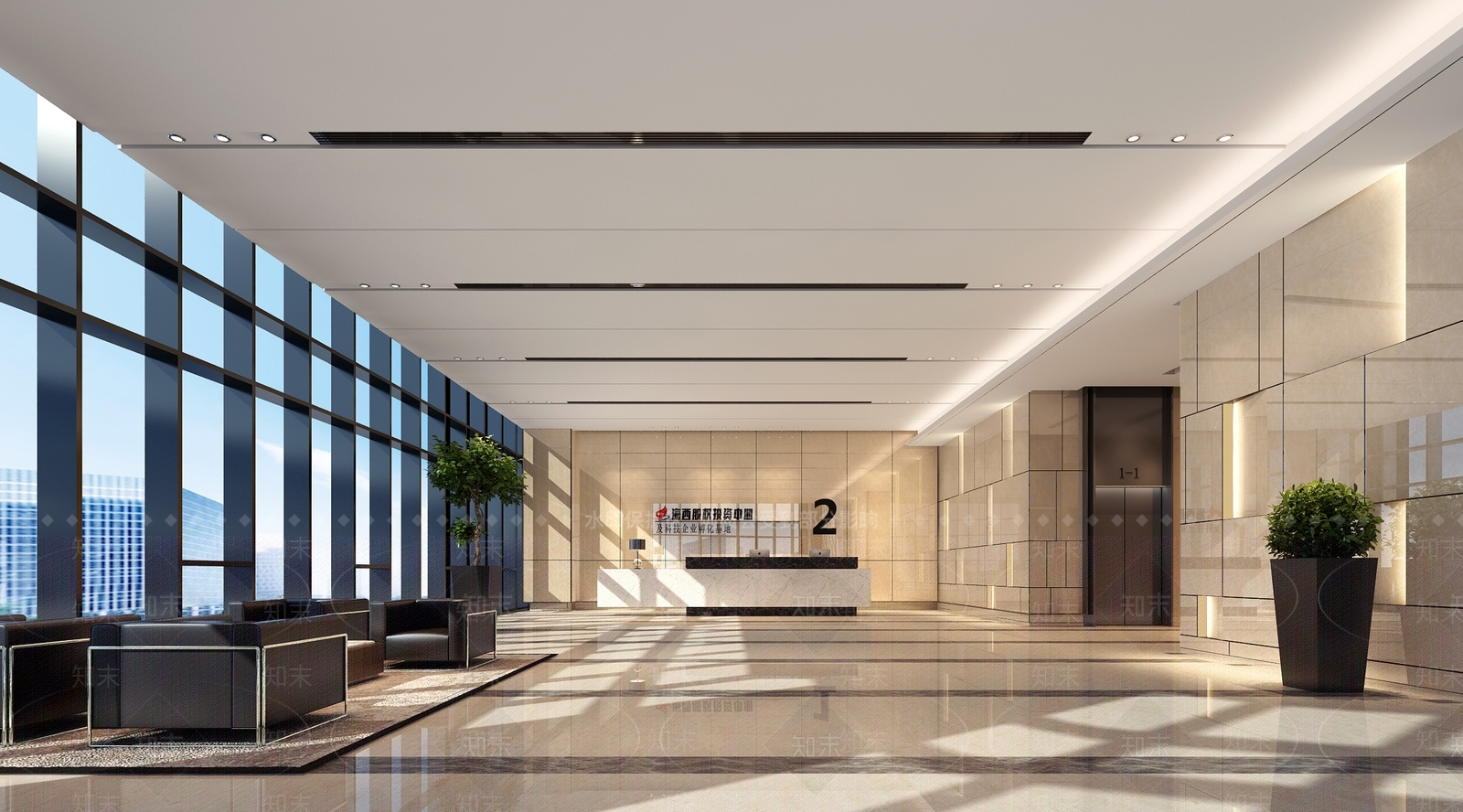 现代写字楼接待前台3D模型下载【ID:773144715】