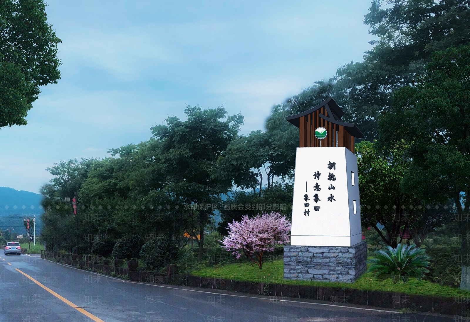 新中式风格塔楼SU模型下载【ID:573153313】