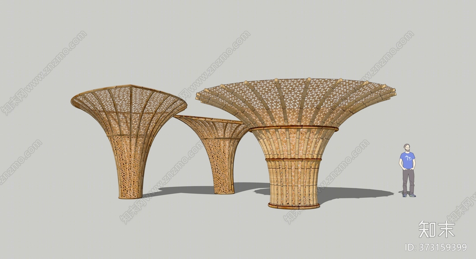 现代风格竹子小品SU模型下载【ID:373159399】