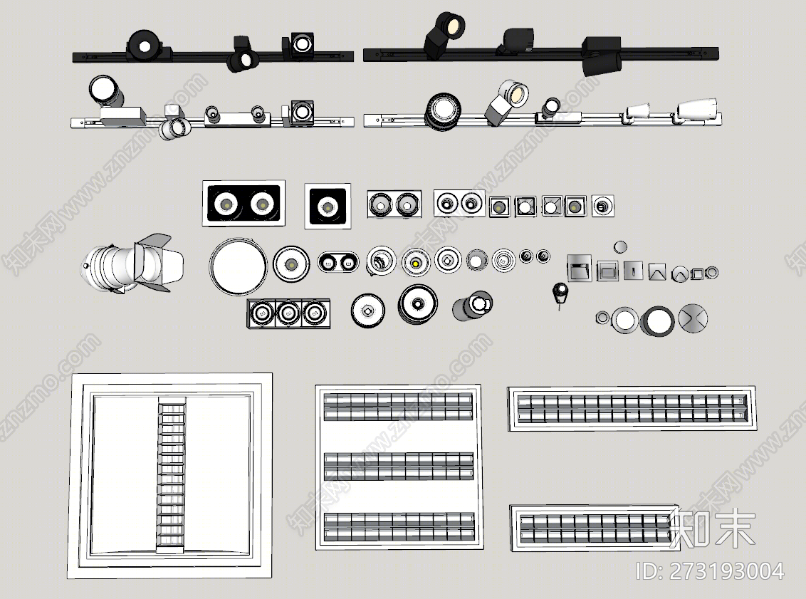 现代风格灯具组合SU模型下载【ID:273193004】