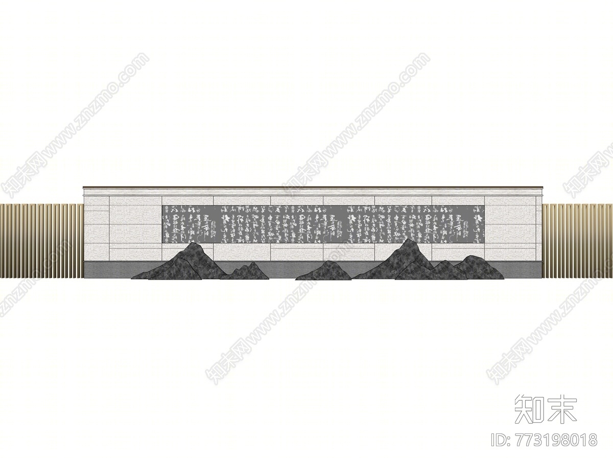 新中式风格景墙SU模型下载【ID:773198018】