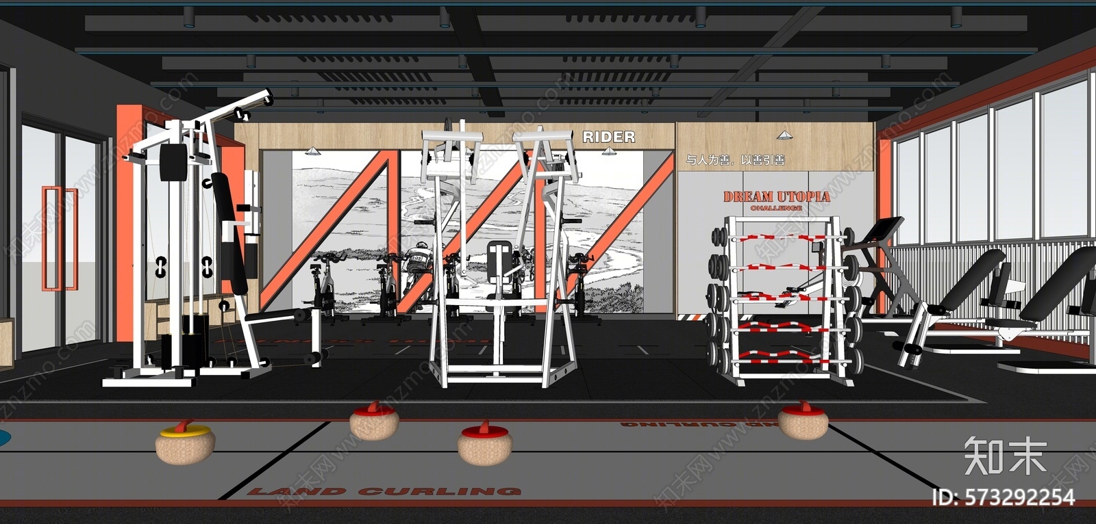 工业风格健身房SU模型下载【ID:573292254】