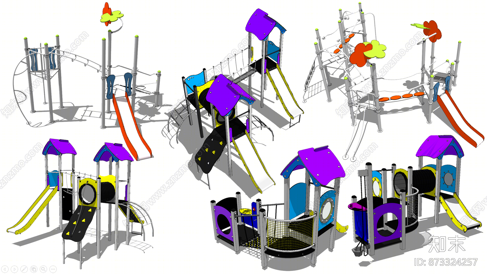 现代风格儿童游乐设施SU模型下载【ID:873324257】