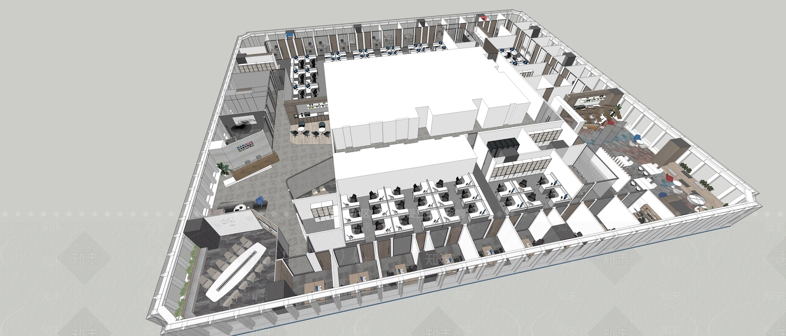 现代风格办公室SU模型下载【ID:373328121】