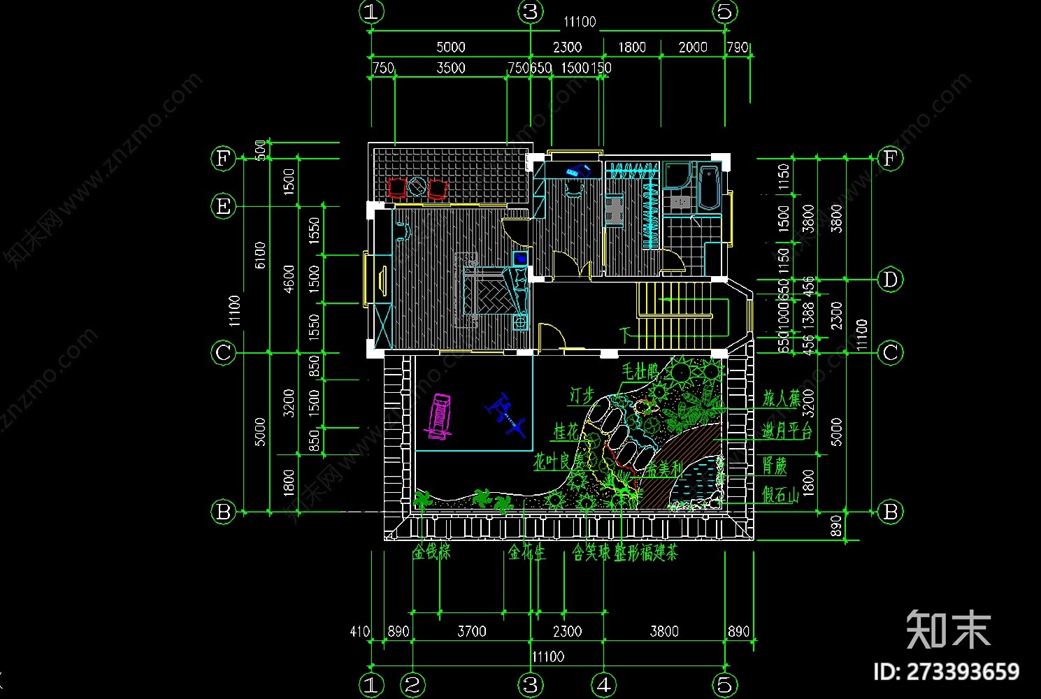 CAD别墅庭院设计图cad施工图下载【ID:273393659】