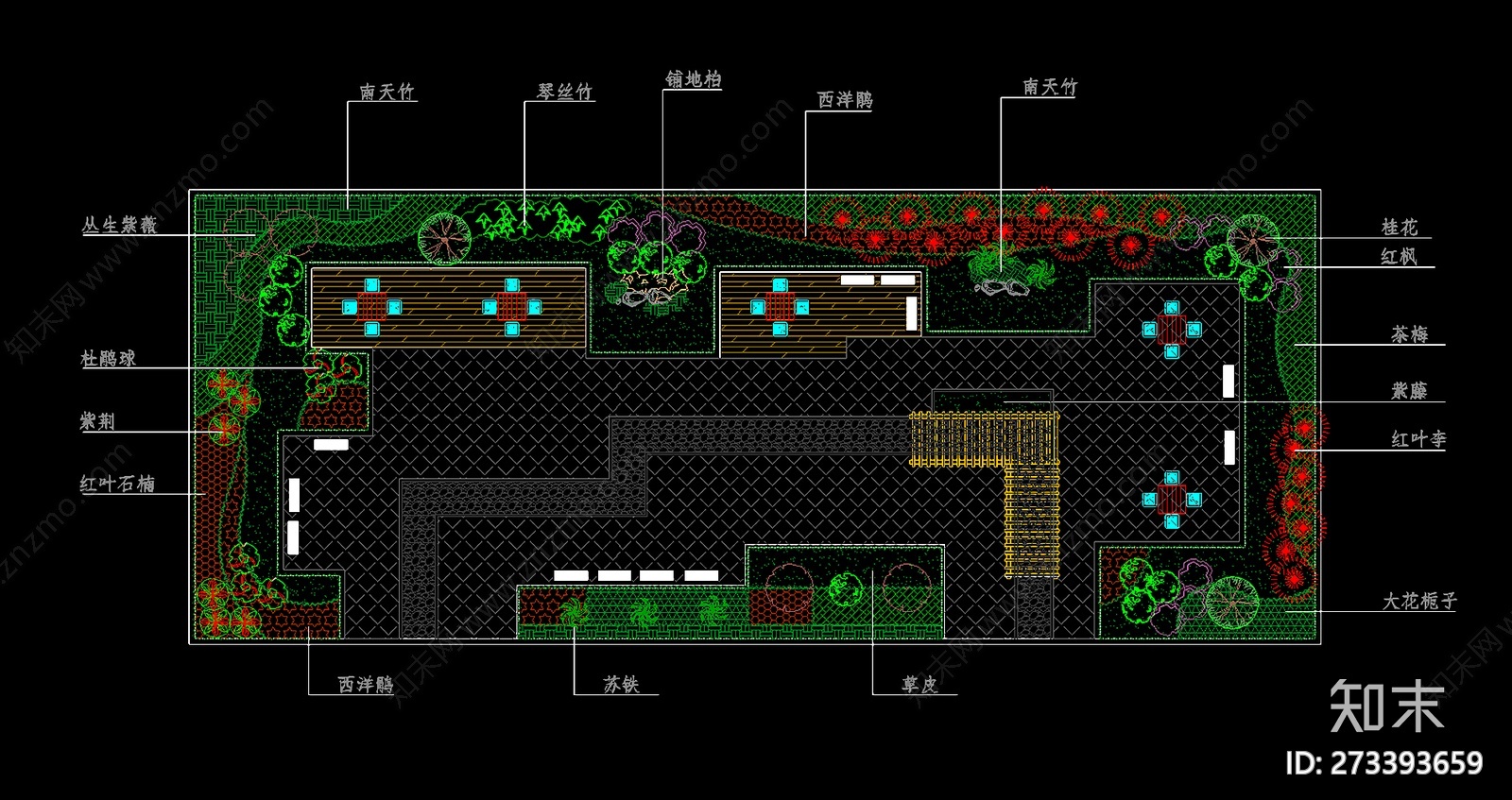 CAD别墅庭院设计图cad施工图下载【ID:273393659】