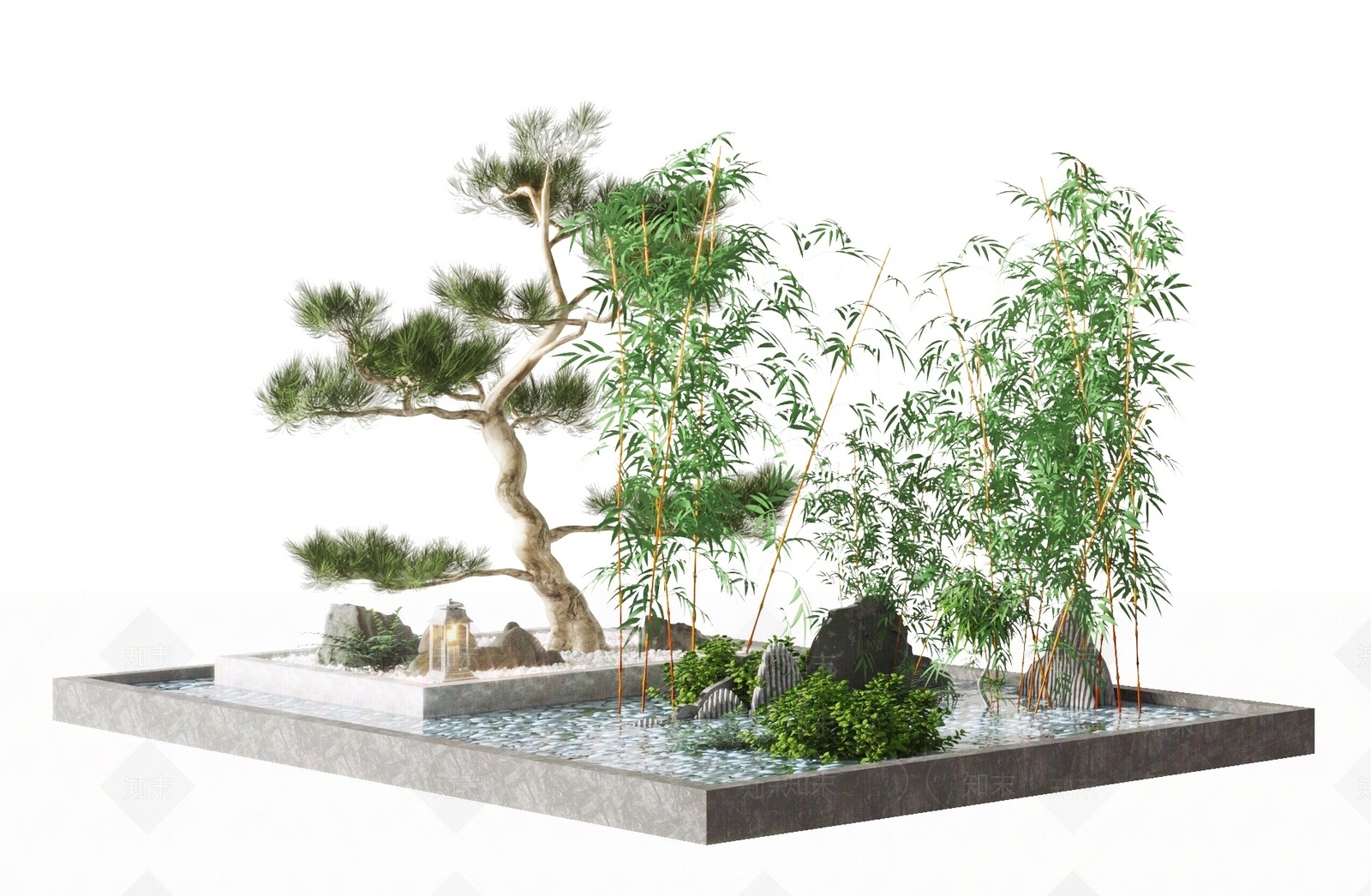 新中式花坛3D模型下载【ID:873394406】
