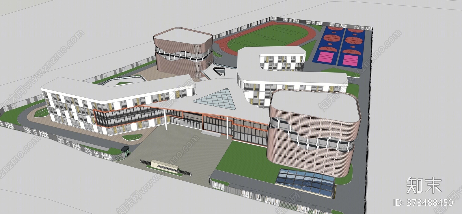 现代风格学校SU模型下载【ID:373488450】