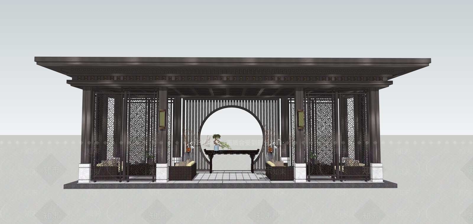 廊架SU模型精品下载_SketchUp模型_知末网