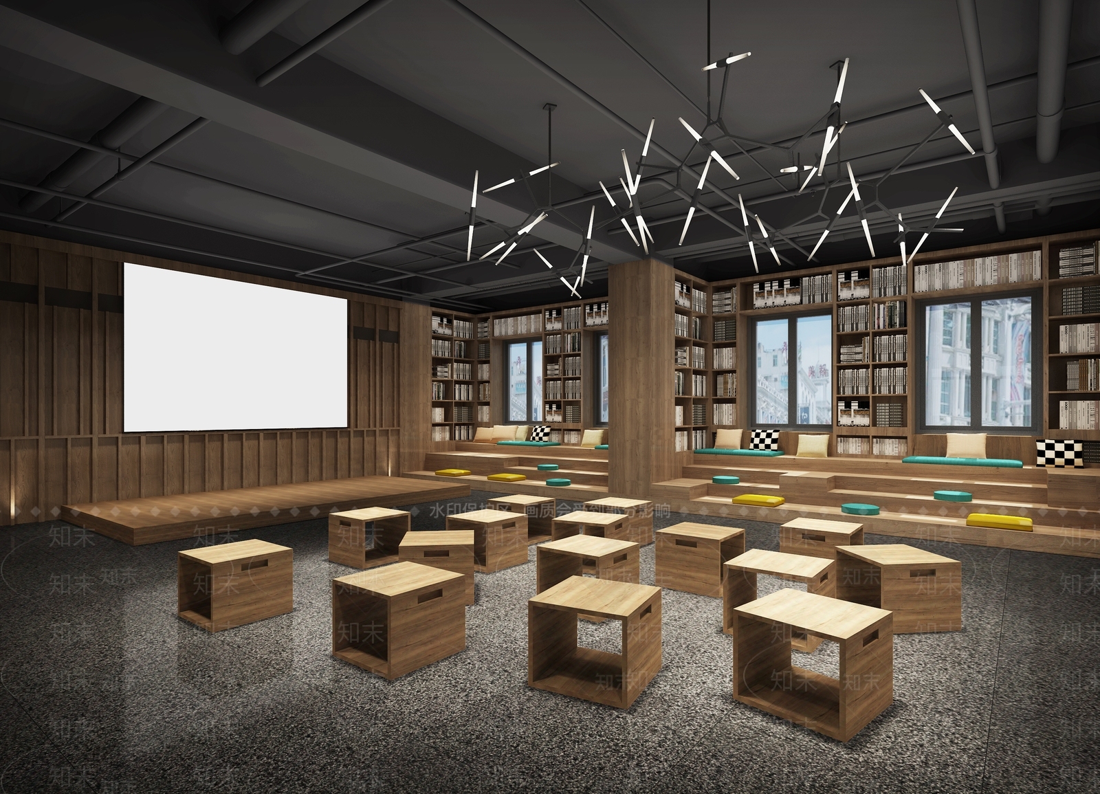 工业风休闲阅读区3D模型下载【ID:873506248】
