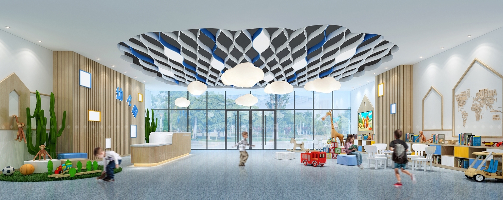 现代幼儿园门厅3D模型下载【ID:373507983】