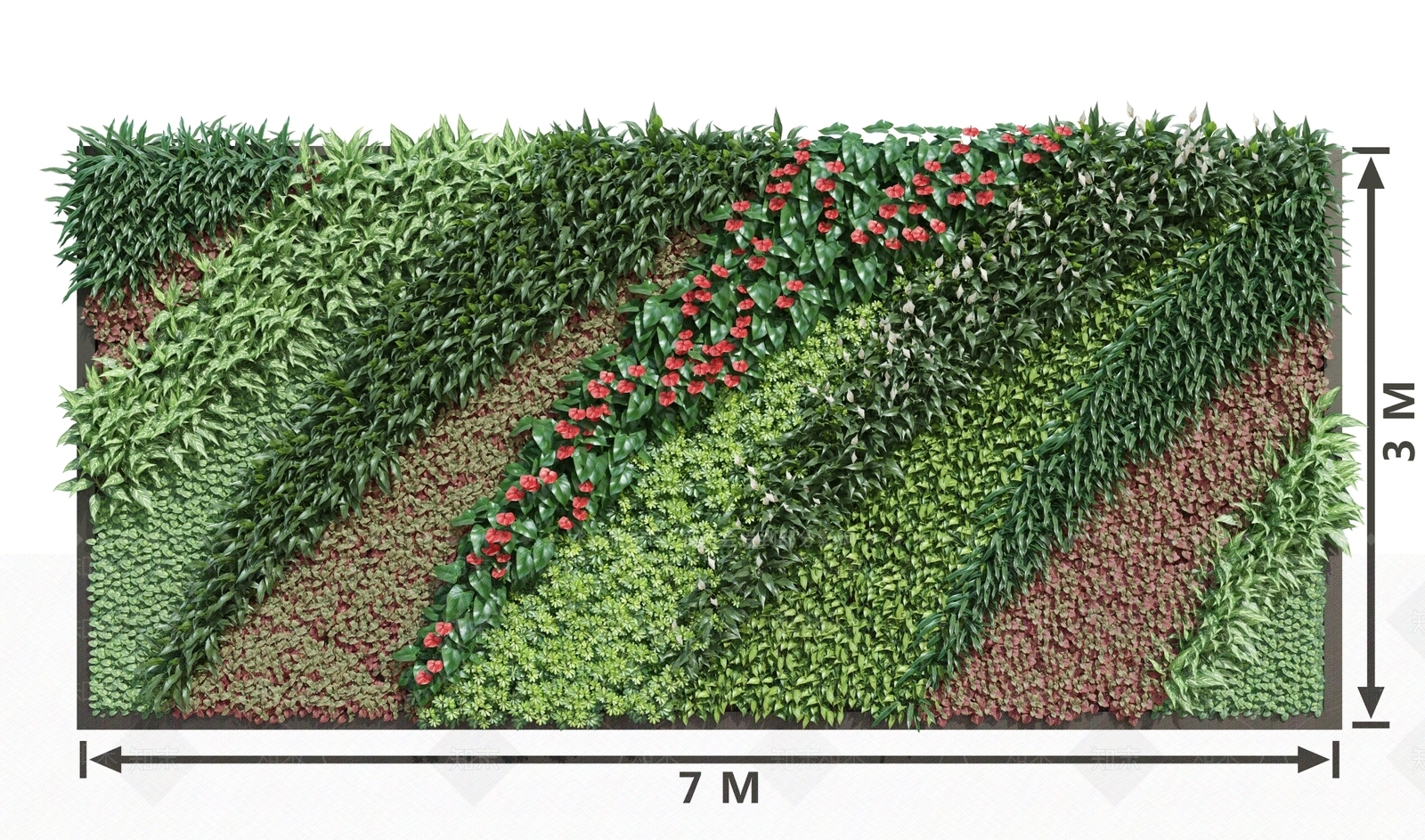 现代绿植墙3D模型下载【ID:473513236】