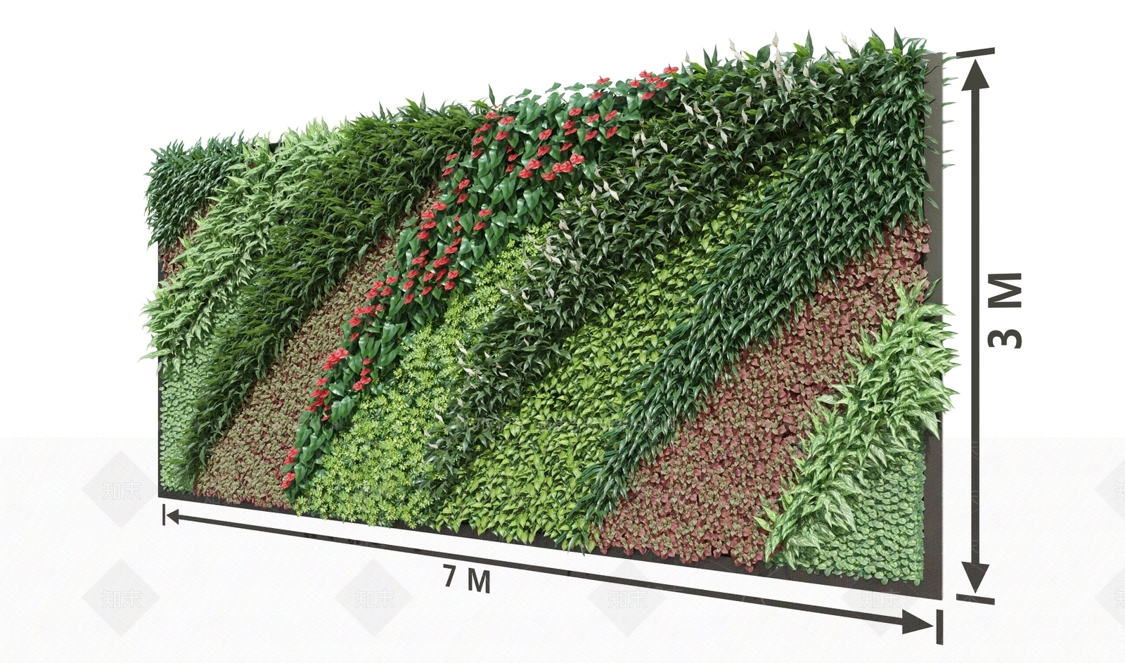 现代绿植墙3D模型下载【ID:473513236】