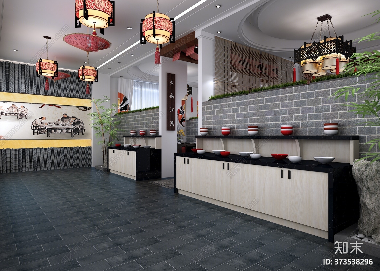 中式火锅店3D模型下载【ID:373538296】