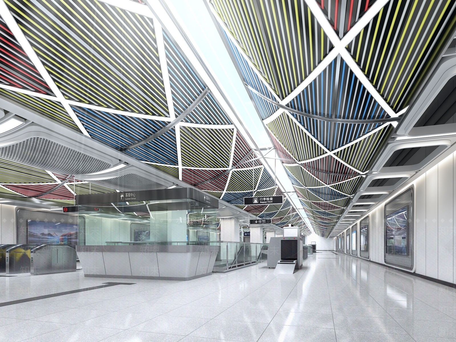 现代地铁火车站厅站台3D模型下载【ID:973561444】