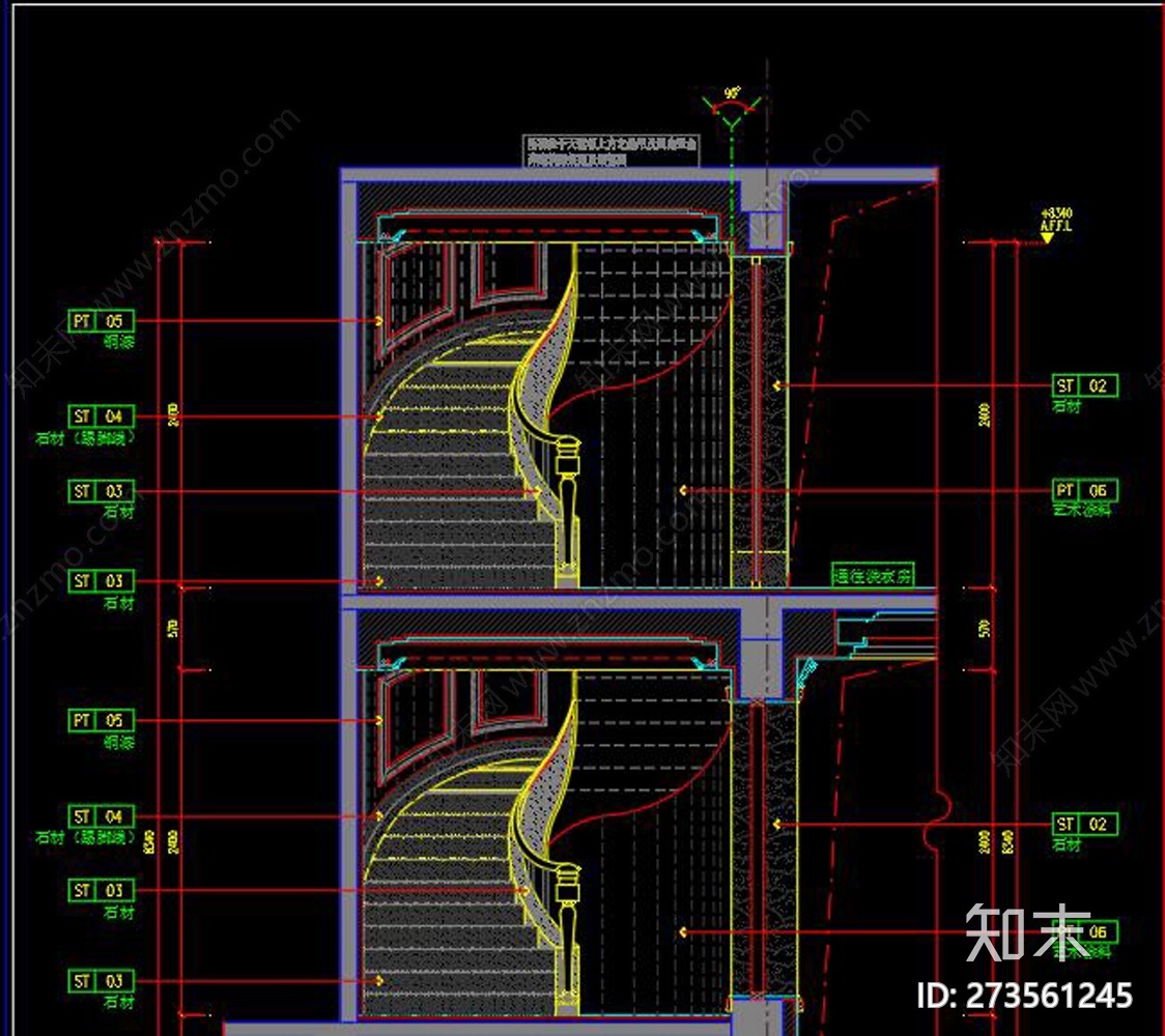 欧式楼梯CAD图纸cad施工图下载【ID:273561245】