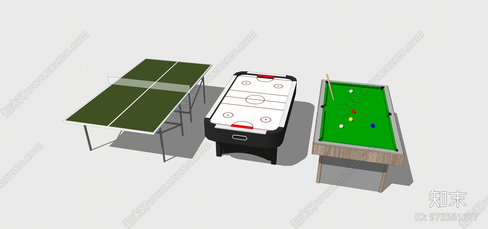 现代风格桌球SU模型下载【ID:973561677】