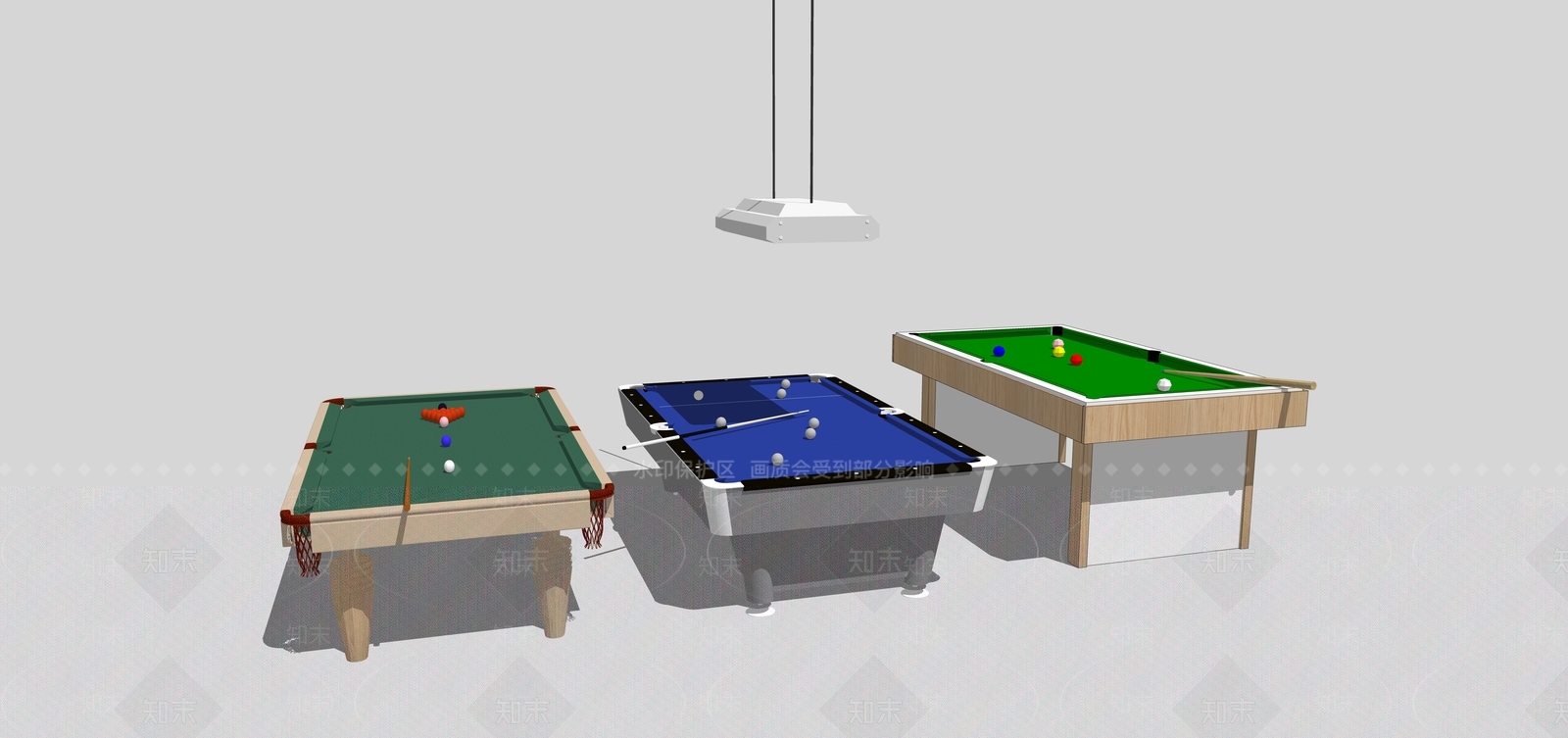 现代风格桌球SU模型下载【ID:973561682】