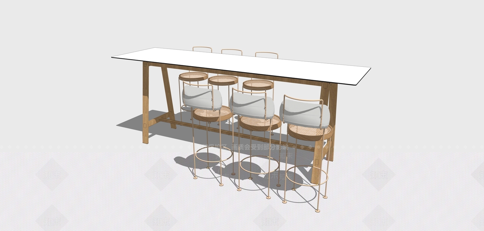 现代风格吧台吧椅SU模型下载【ID:973576301】