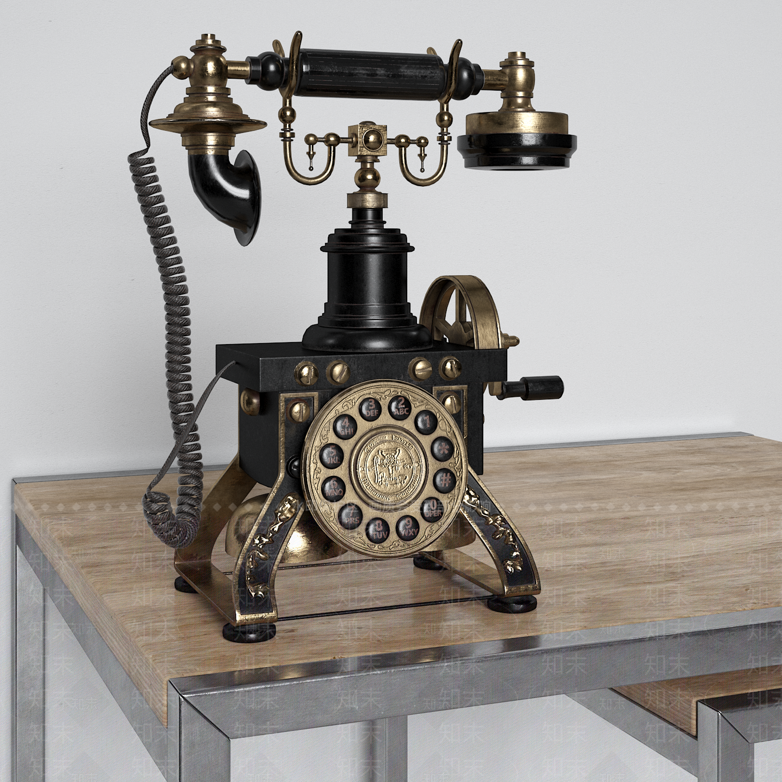 欧式古典老式拨号电话机3D模型下载【ID:173576812】