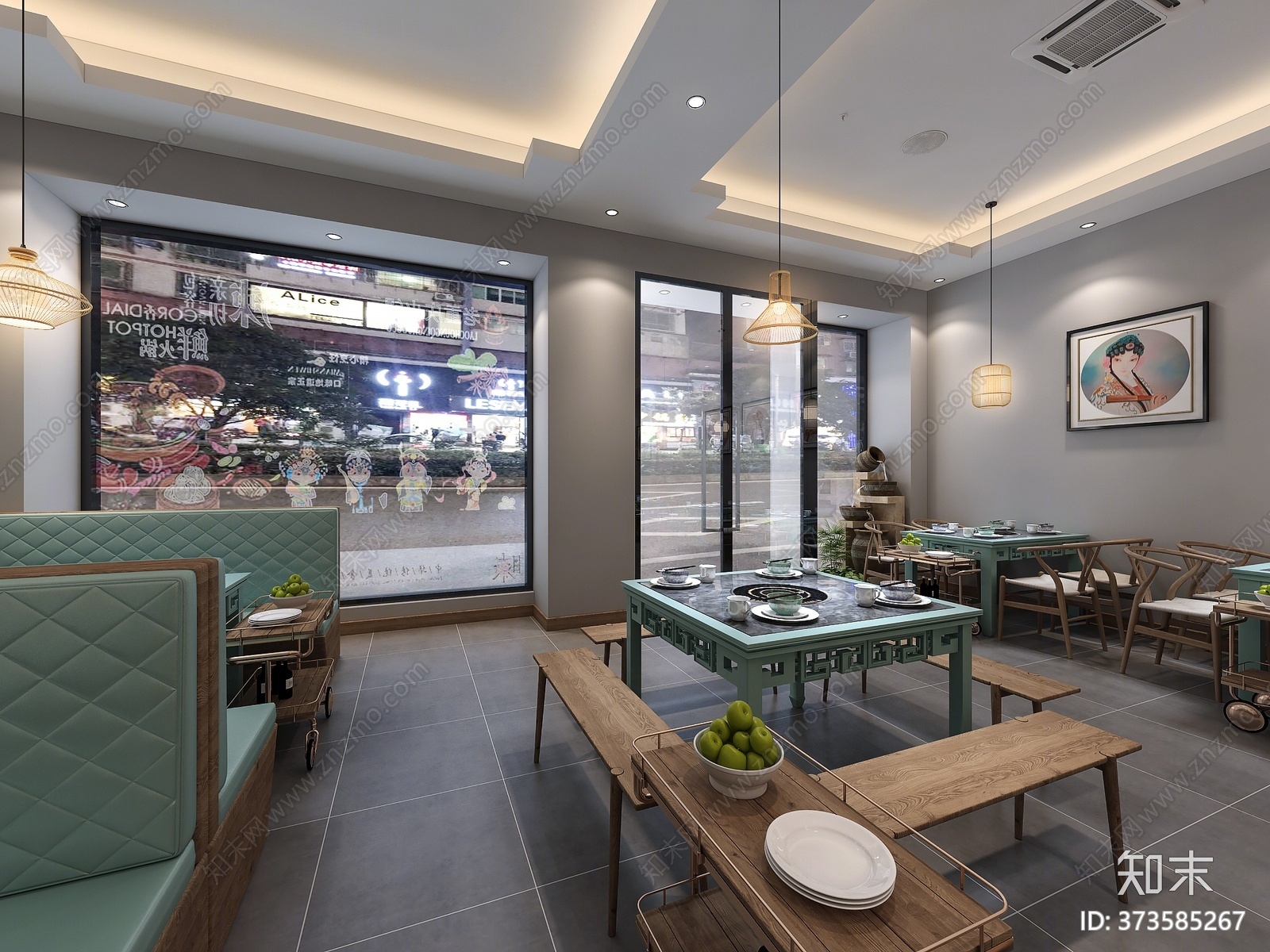 新中式火锅店3D模型下载【ID:373585267】