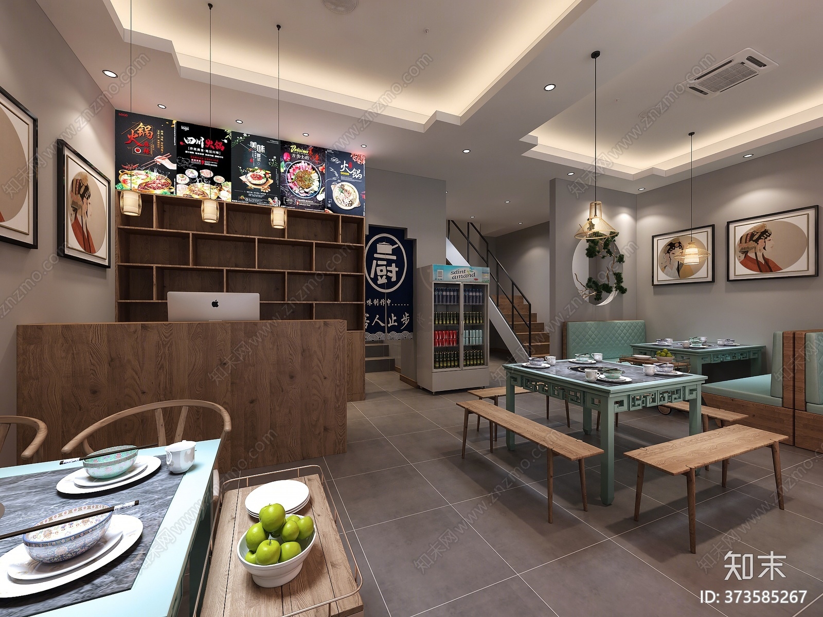 新中式火锅店3D模型下载【ID:373585267】