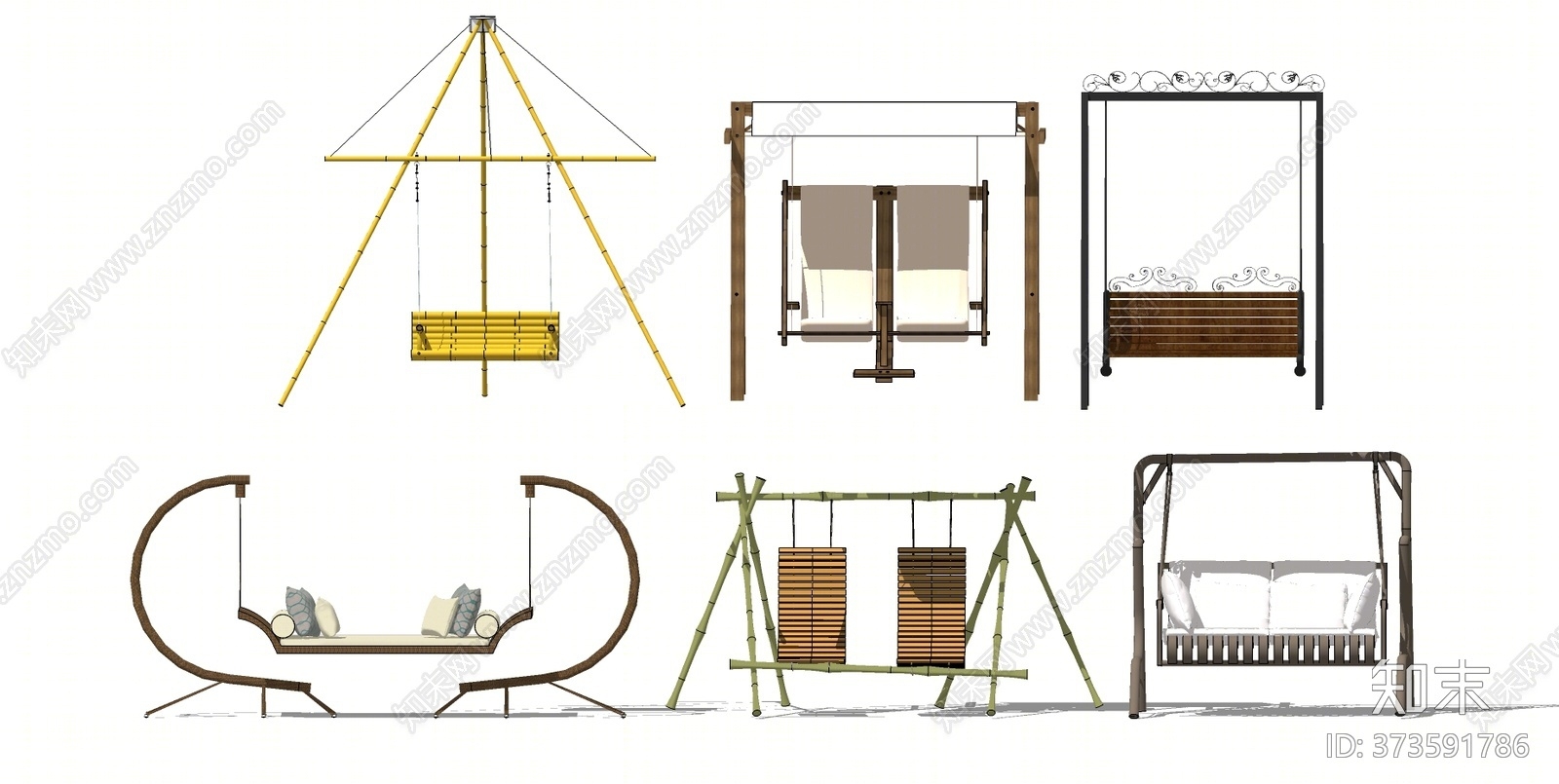 现代风格秋千SU模型下载【ID:373591786】