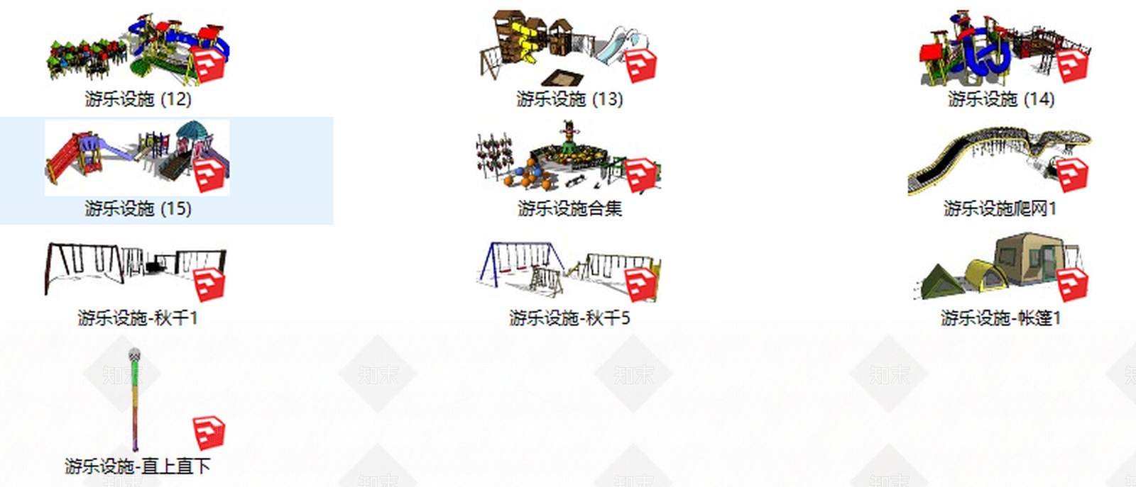 现代风格游乐设施SU模型下载【ID:873627239】