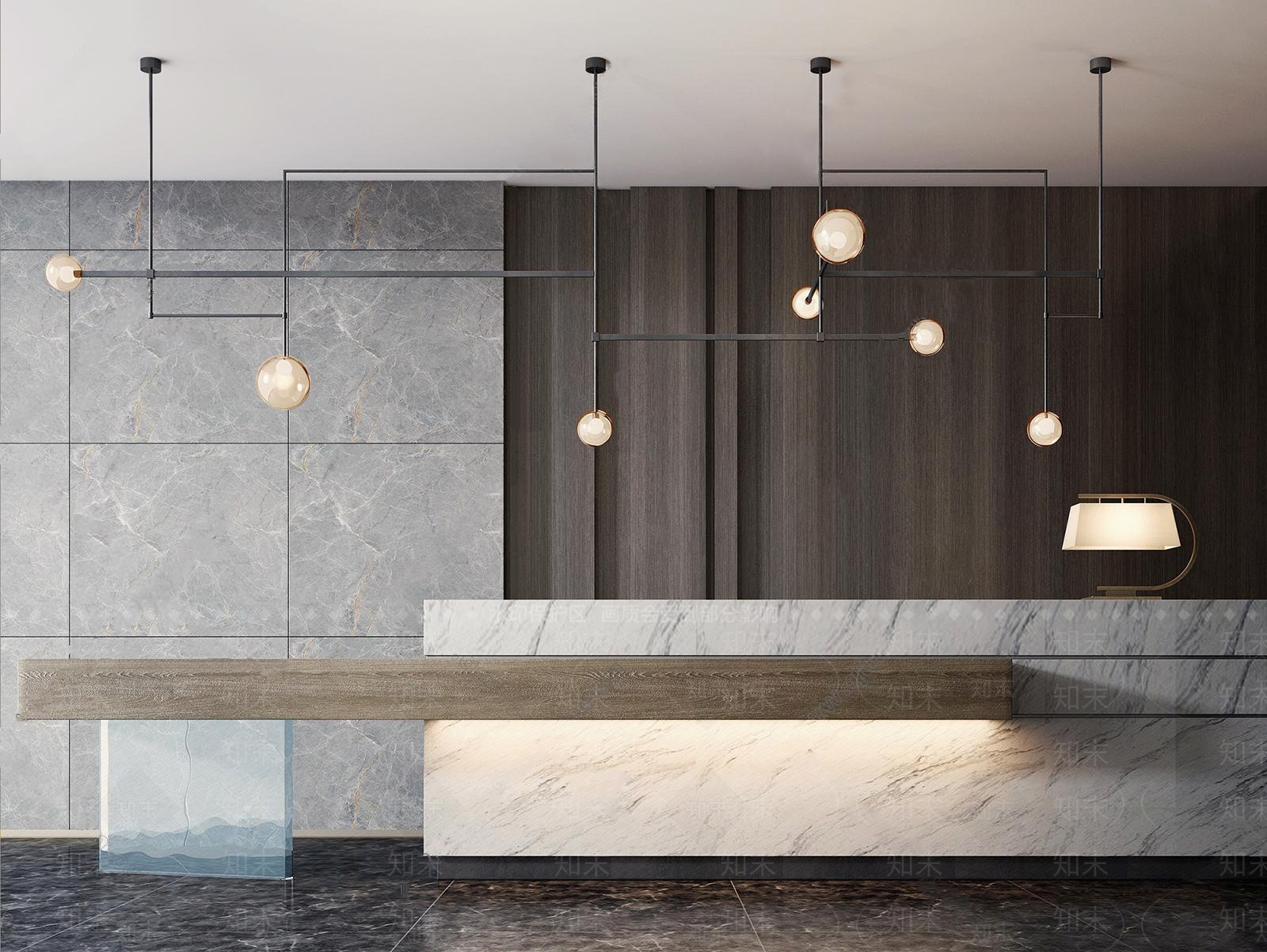 现代大厅接待前台3D模型下载【ID:473631270】
