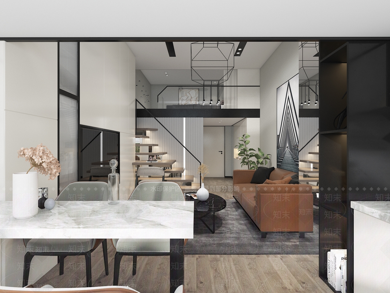 现代复式公寓3D模型下载【ID:973631780】
