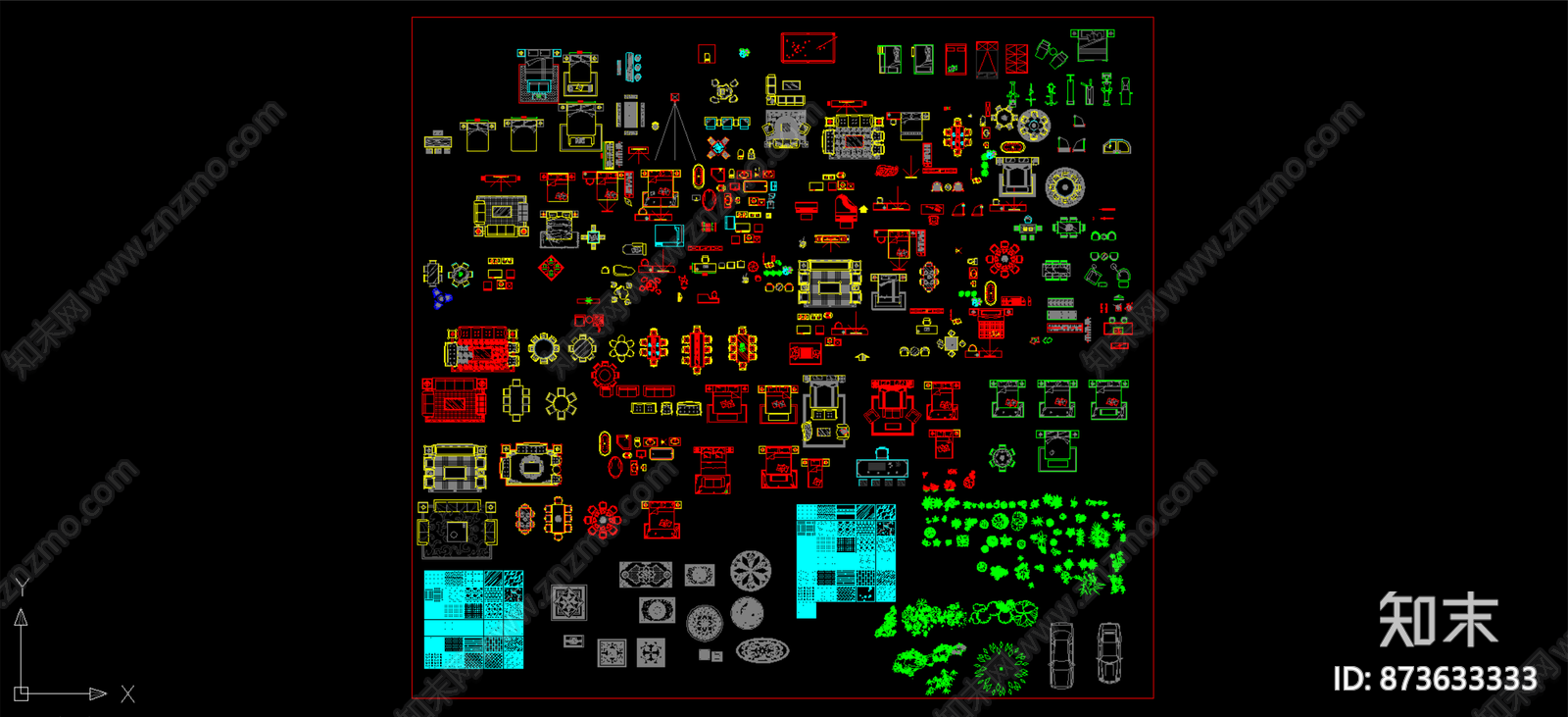 cad平面素材家具大全cad施工图下载【ID:873633333】