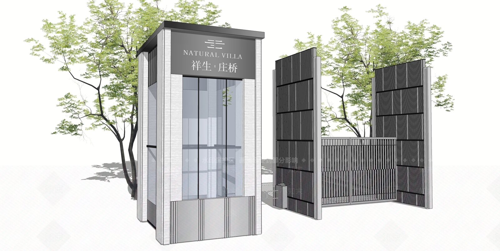 现代风格亭子SU模型下载【ID:473641843】