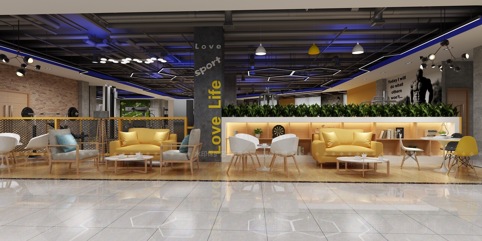 工业风健身房3D模型下载【ID:373643733】