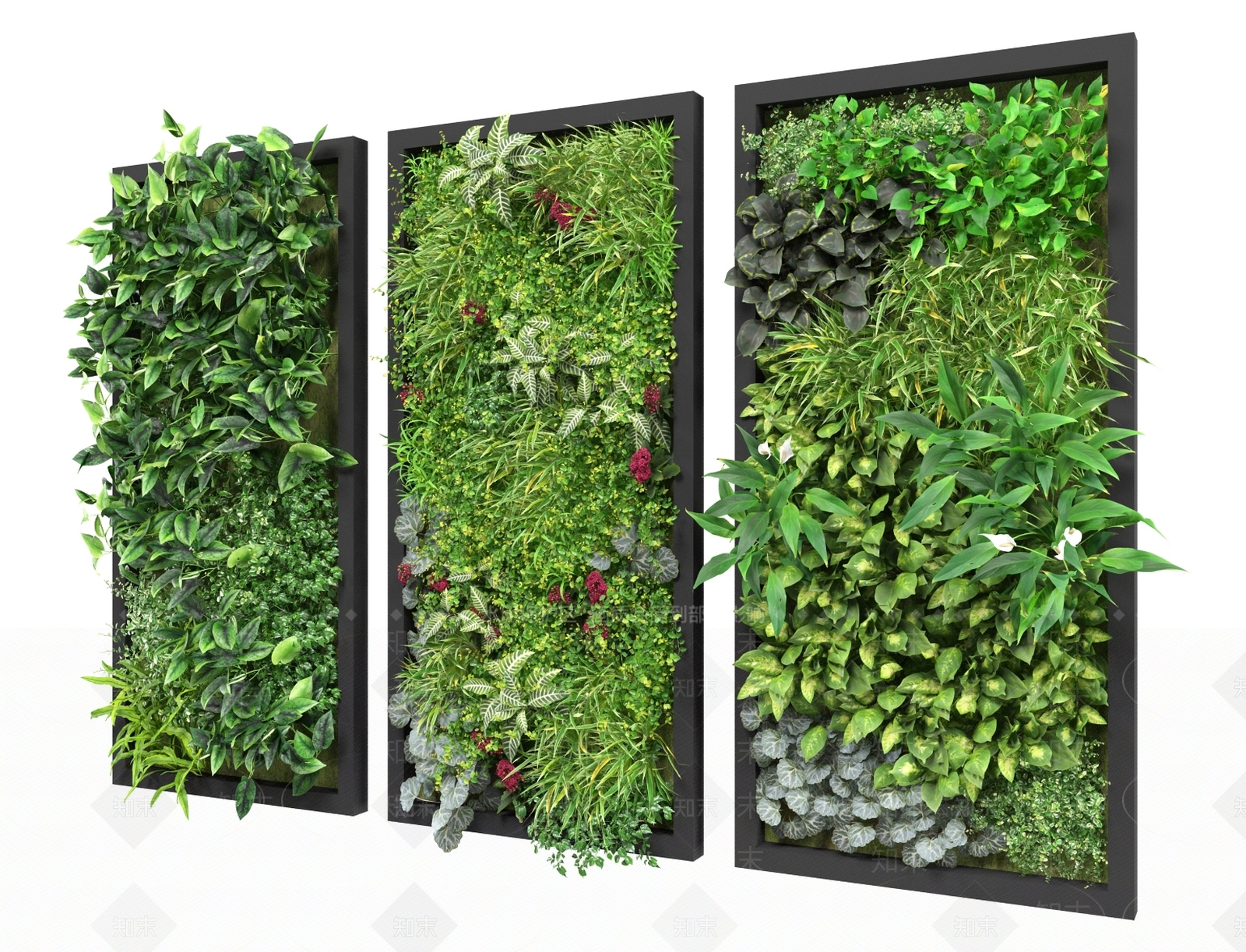 现代绿植墙3D模型下载【ID:473647239】