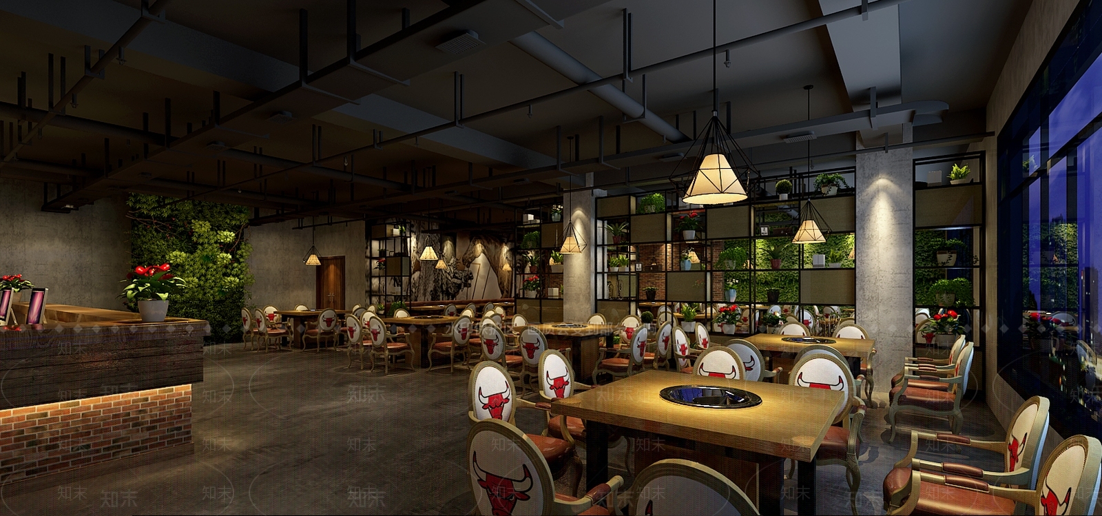 工业风火锅店3D模型下载【ID:373654273】