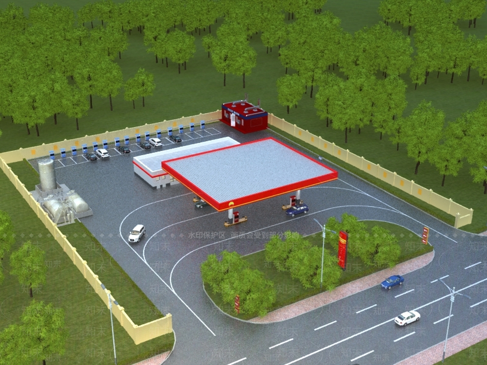 现代加油站3D模型下载【ID:473660121】