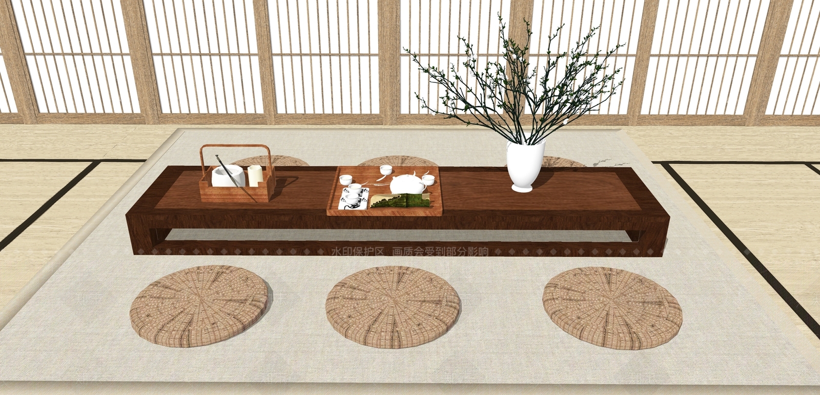 日式风格茶室SU模型下载【ID:973668394】