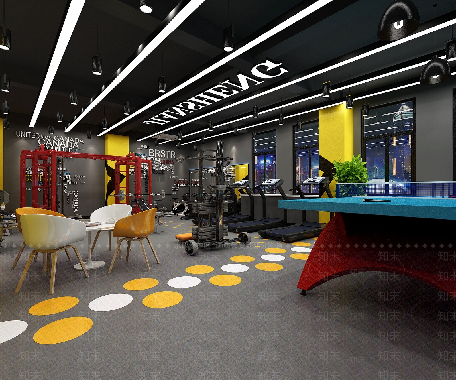 工业风健身房3D模型下载【ID:373673741】