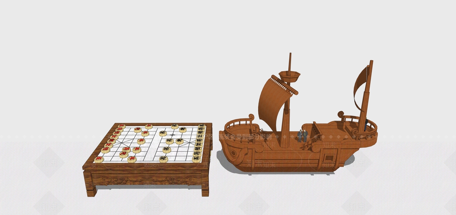 中式风格棋牌桌SU模型下载【ID:973698502】