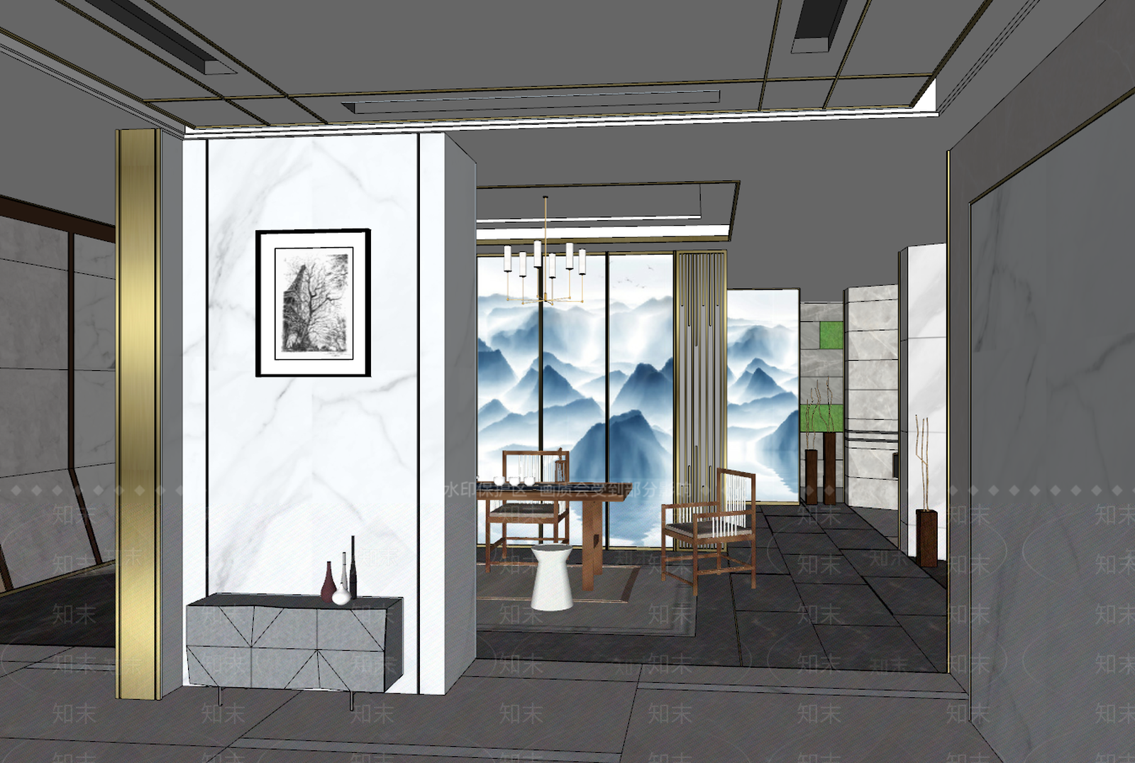 现代风格展厅SU模型下载【ID:273703951】