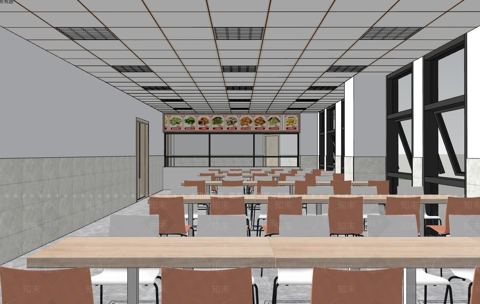 现代风格食堂SU模型下载【ID:973723704】