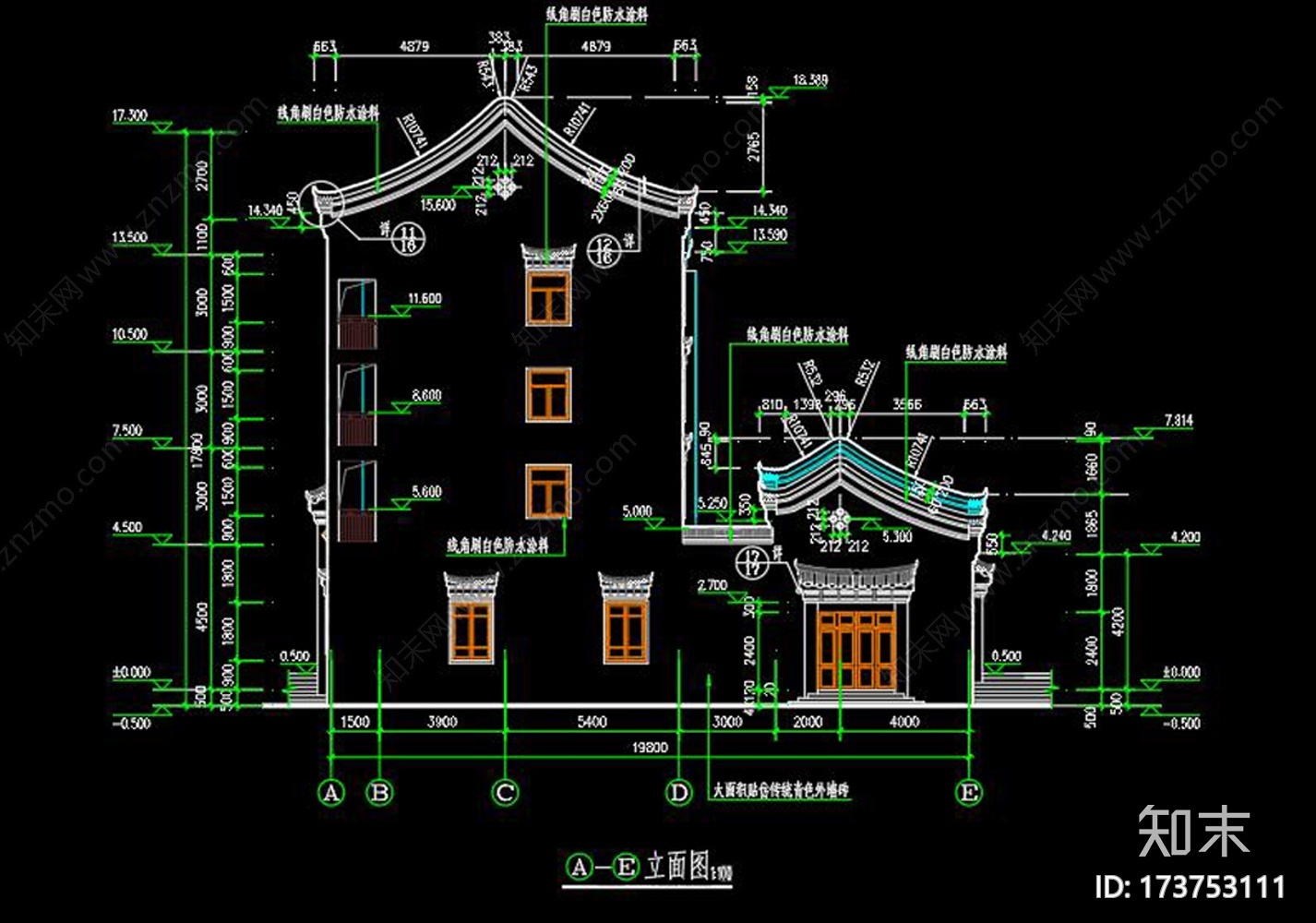 中式古建筑cad施工图下载【ID:173753111】