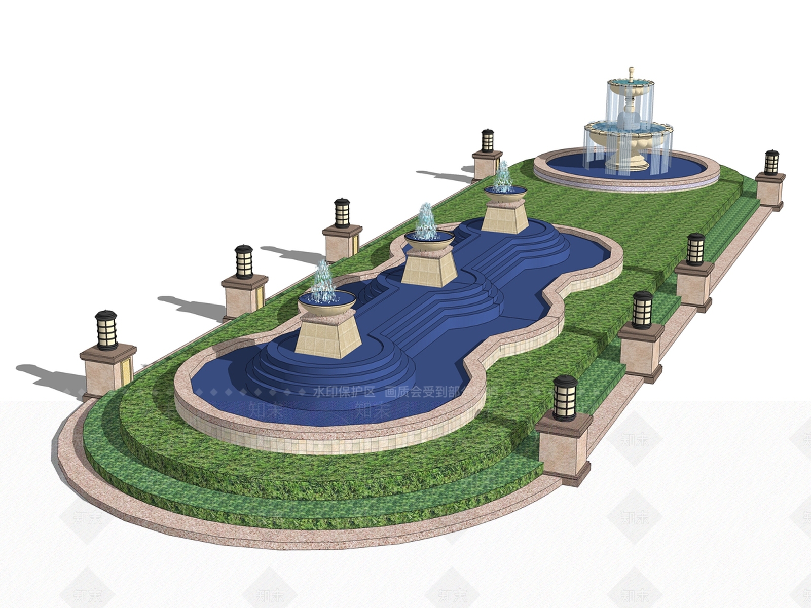 欧式风格水景SU模型下载【ID:773758412】