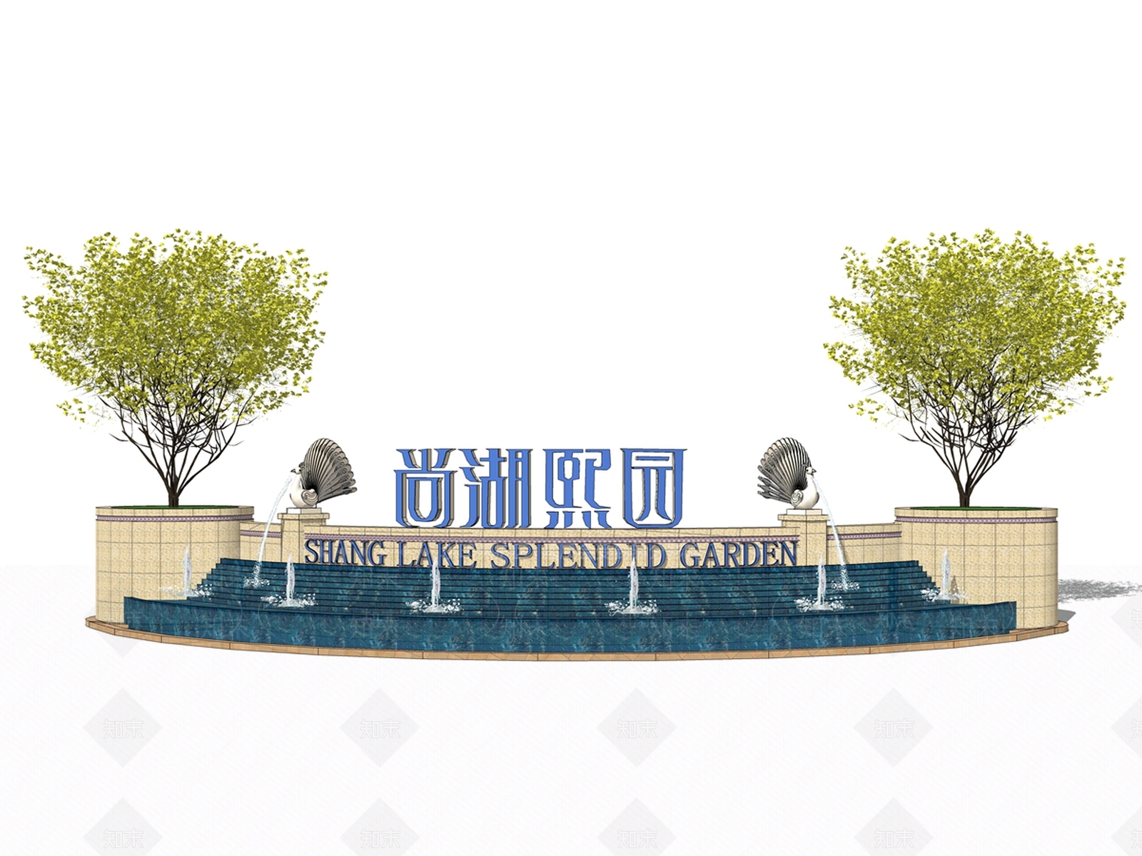 欧式风格水景SU模型下载【ID:773761433】