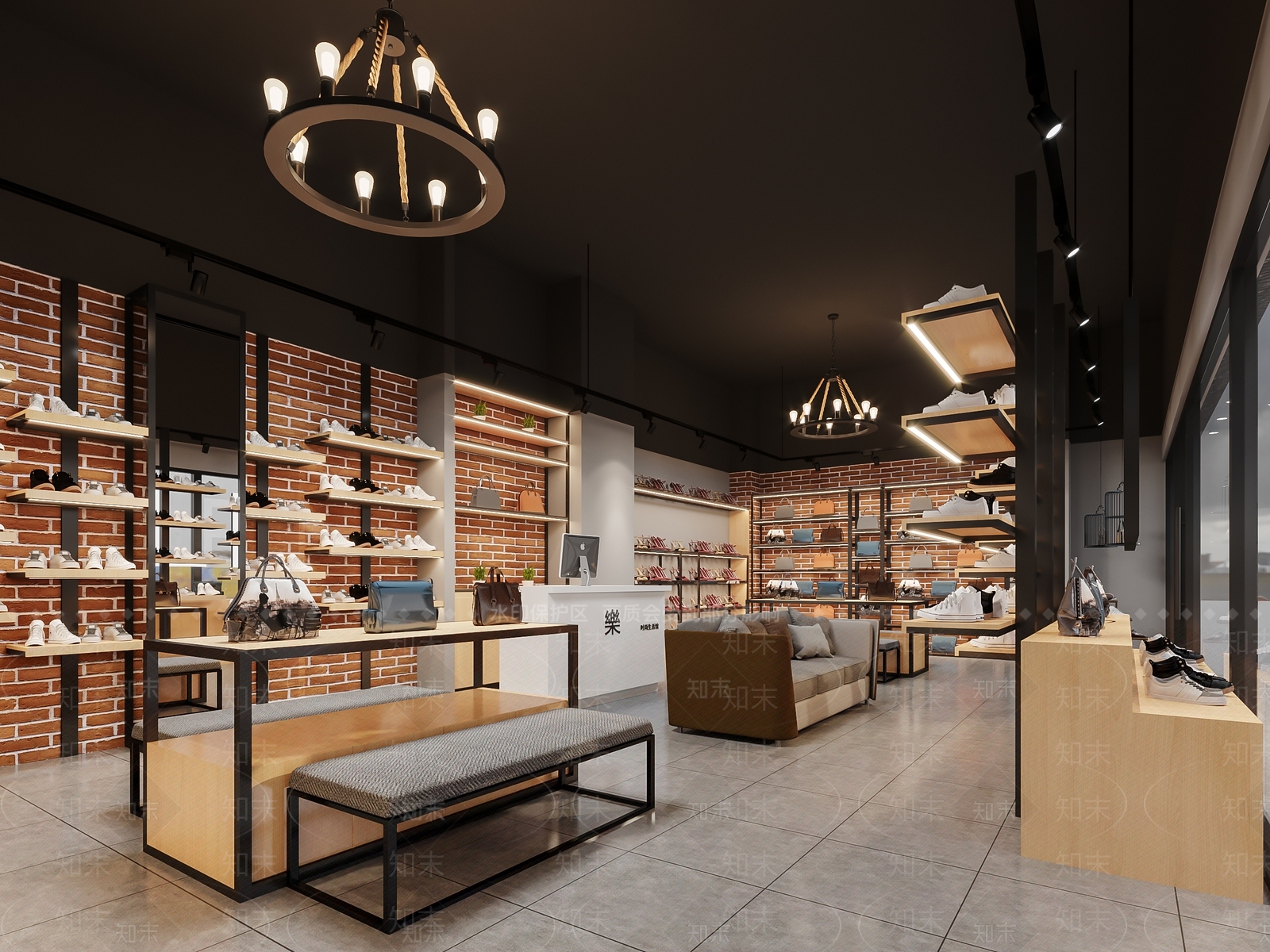 工业风格鞋店3D模型下载【ID:373785249】