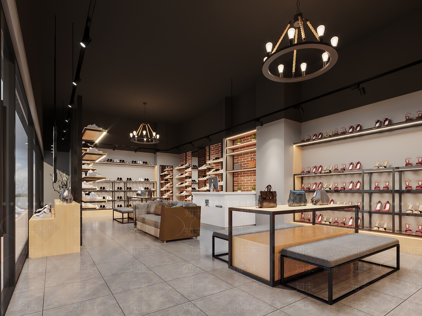 工业风格鞋店3D模型下载【ID:373785249】